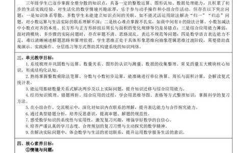 第7单元复习与关联整体分析_26春人教版数学三下_00、教案3套完整版_第2套表格式核心素养教案-全册合在一起_课课教案_第7单元复习与关联
