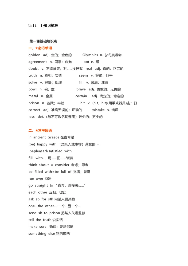 沪教版初中英语九年级上册知识点_24秋《初中各科知识点梳理》_初中英语《知识梳理》7-9年级上下册_知识梳理_沪教版初中英语7-9年级上册知识梳理