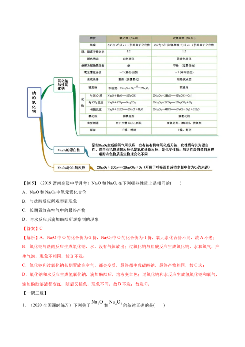 2.1.1钠和钠的氧化物（精讲）-（人教版）解析版_高化_595801221724高中化学新人教版选择性必修一二三电子版教案PPT课件高中试卷_必修一册（人教版）_专项练习