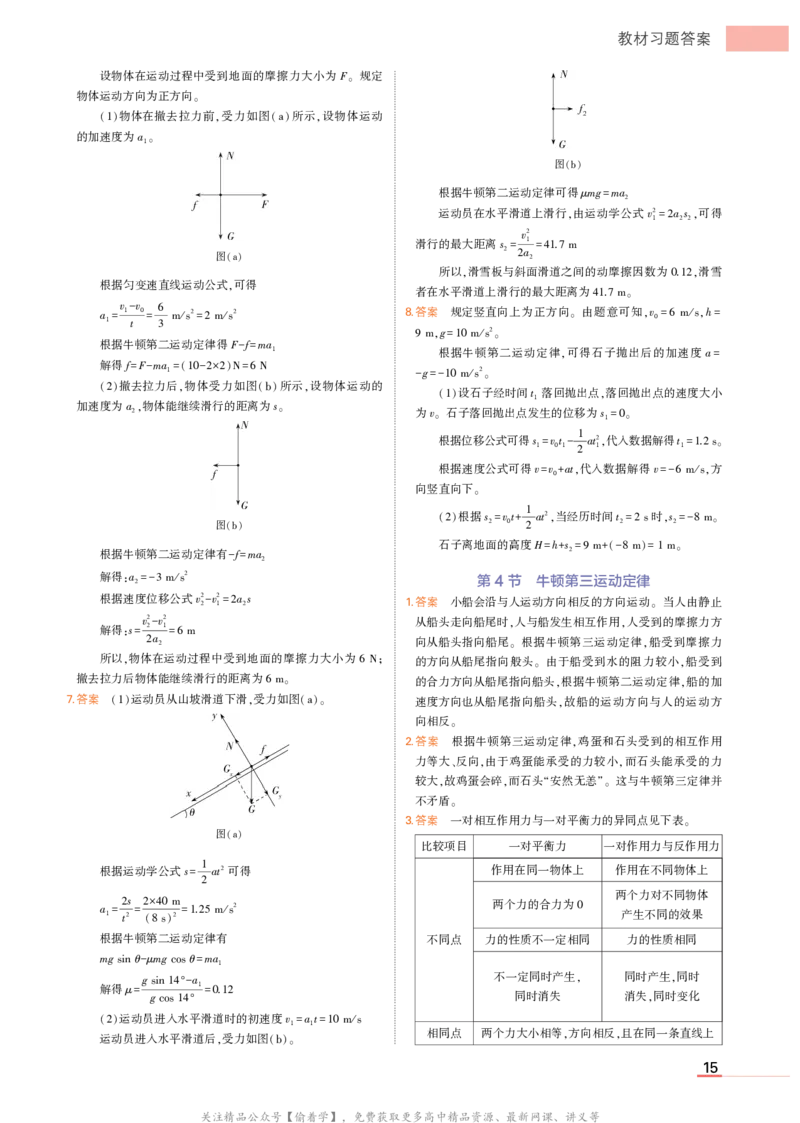 物理鲁科必修第1册教材习题答案_高中全套电子教材及答案。_02高中教材参考答案_高中物理_鲁科版