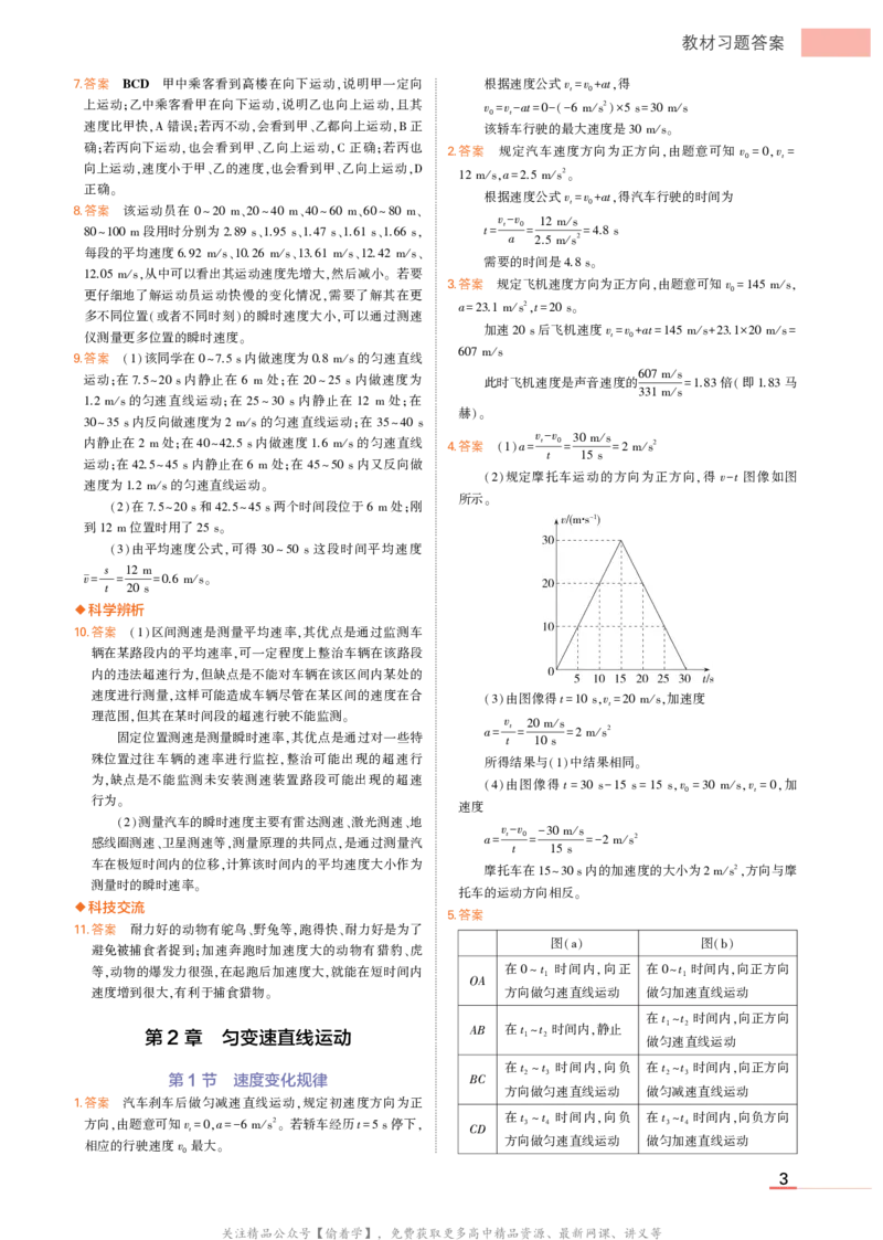 物理鲁科必修第1册教材习题答案_高中全套电子教材及答案。_02高中教材参考答案_高中物理_鲁科版