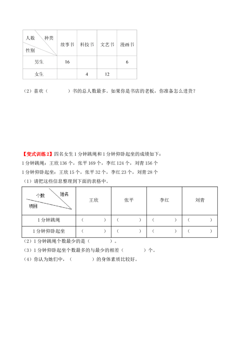 第三单元、复式统计表（单元复习讲义）（考点典例讲解+知识总结+易错点拨+变式训练+课后同步练习）（学生版）-（人教版）_26春人教版数学三下_00、更新资料3月18日_单元复习专项-K48