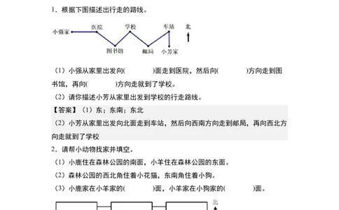 第一单元专项练习02：确定物体的位置与方向，描述路线-（答案版）人教版_26春人教版数学三下_00、更新资料3月18日_解决问题专项练习-T7(1)_2025版