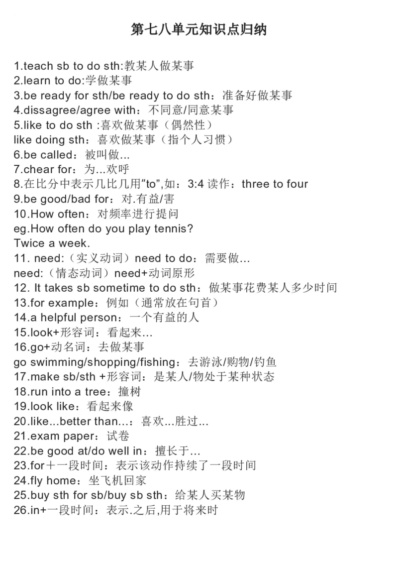冀教版初中英语7年级上册知识梳理_24秋《初中各科知识点梳理》_初中英语《知识梳理》7-9年级上下册_知识梳理_冀教版初中英语7-9年级上下册知识梳理