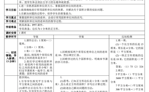 第5课时面积单位间的进率_26春人教版数学三下_00、更新资料3月18日_教学设计(3)_教案_教案2+导学案人教三下数学_导学案_5面积