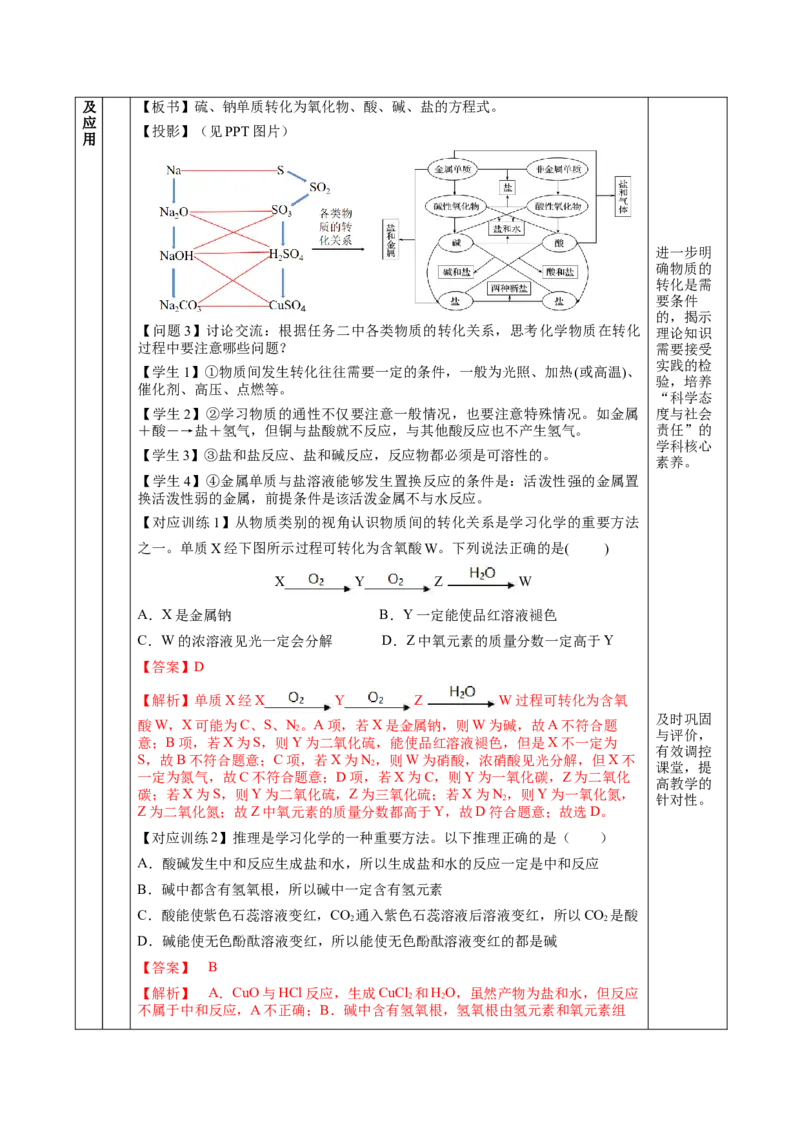 1.1.3物质的转化（教学设计）-（人教版2019必修第一册）_高化_595801221724高中化学新人教版选择性必修一二三电子版教案PPT课件高中试卷_必修一册（人教版）_教学设计