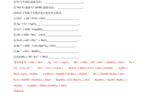 1.2.2离子反应（精讲）-（人教版）解析版_高化_595801221724高中化学新人教版选择性必修一二三电子版教案PPT课件高中试卷_必修一册（人教版）_专项练习