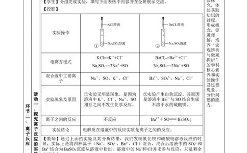 1.2.2离子反应及离子方程式（教学设计）-（人教版2019必修第一册）_高化_595801221724高中化学新人教版选择性必修一二三电子版教案PPT课件高中试卷_必修一册（人教版）_教学设计