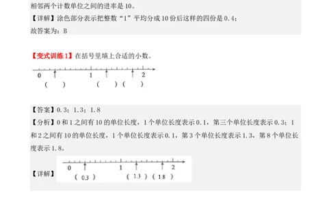 第七单元：小数的初步认识（单元复习讲义）（4大考点典例讲解+知识总结+易错点拨+变式训练+课后同步练习）（教师版）-（人教版）_26春人教版数学三下_00、更新资料3月18日_2025版