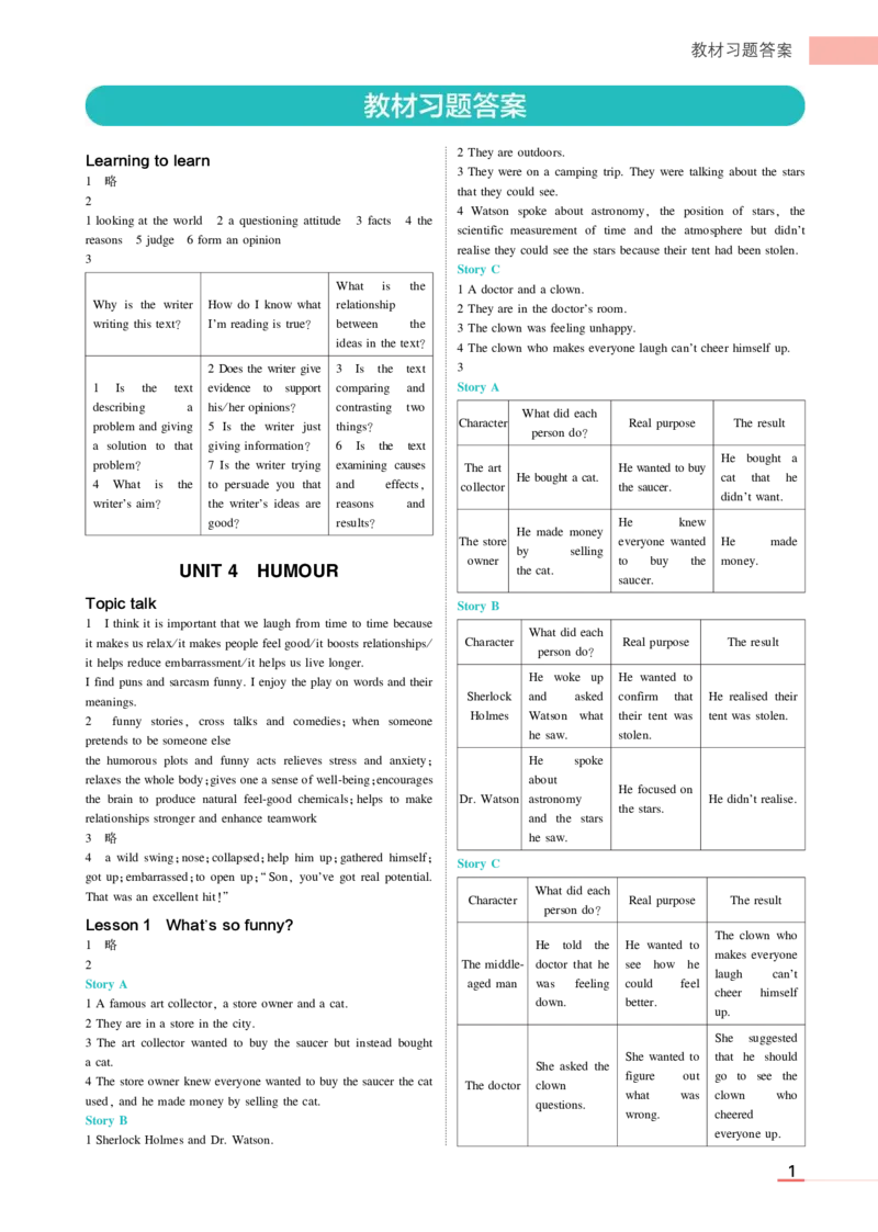 选择性必修2北师大英语教材习题答案_高中全套电子教材及答案。_02高中教材参考答案_高中英语_北师大版