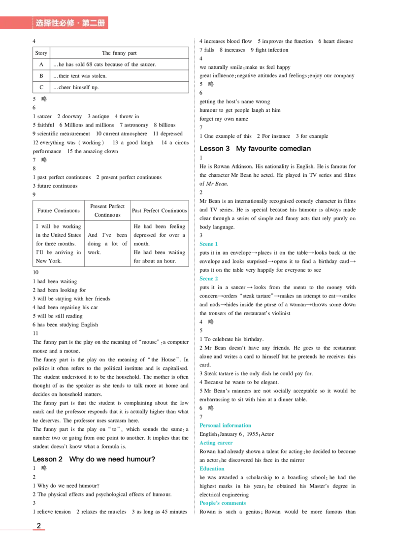 选择性必修2北师大英语教材习题答案_高中全套电子教材及答案。_02高中教材参考答案_高中英语_北师大版