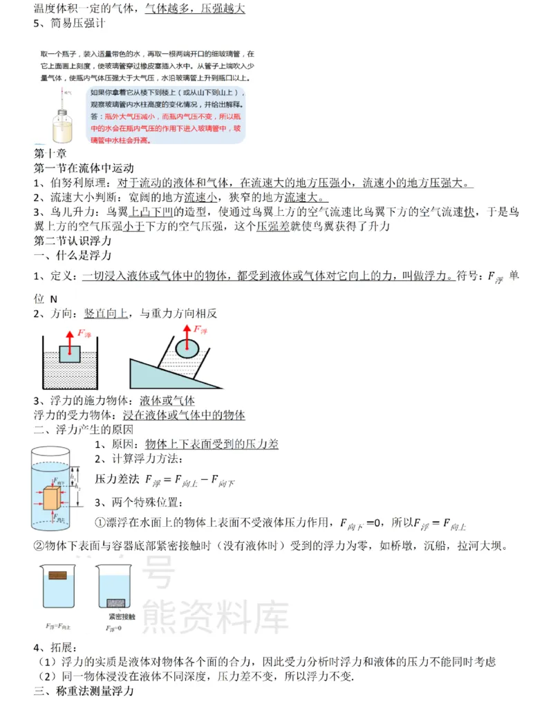 教科版初中物理八年级下册_24秋《初中各科知识点梳理》_初中物理《知识梳理》8-9年级上下册_教科版初中物理8-9年级上下册知识点