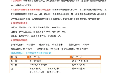 第五单元面积（知识梳理精讲+易错考点点拨+易错真题培优特训卷）（学生版）_26春人教版数学三下_19、赠送其它资料_新建文件夹_三年级数学下册（人教版）_母题专项练习-K35_2025版