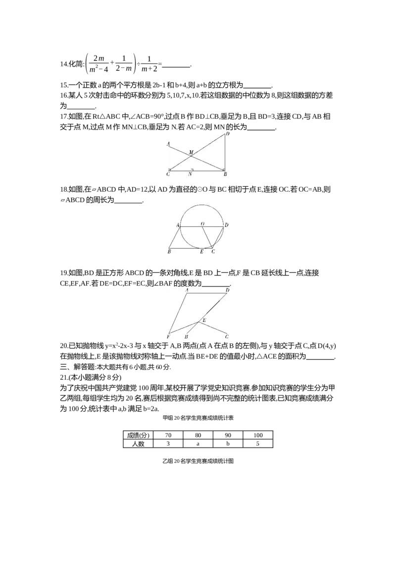 2021内蒙古包头数学试卷+答案+解析(word整理版)-1e8090c79641_内蒙古中考真题_内蒙古中考真题+答案解析2013-2024_初中数学历年真题（2013-2024）