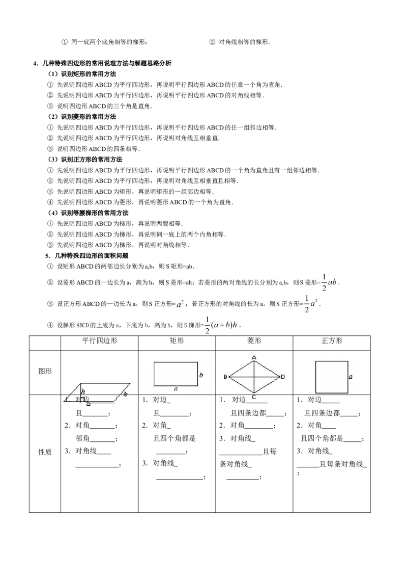 平行四边形知识点总结_24秋《初中各科知识点梳理》_初中数学《知识梳理》7-9年级上下册_湘教版数学7-9年级上下册知识点汇总_湘教版数学7-9年级下册知识点汇总_8年级下册