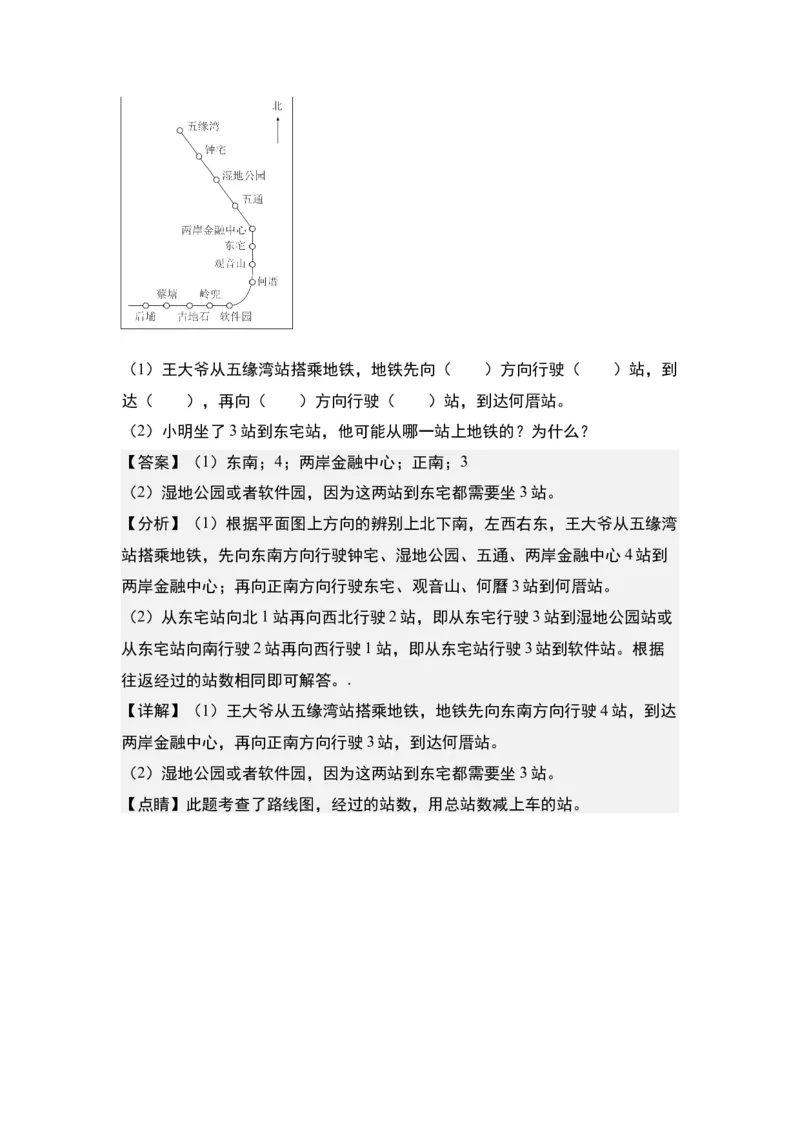 第一单元：确定位置方向+描述行走路线专项练习-（教师版）人教版_26春人教版数学三下_00、更新资料3月18日_解决问题专项练习-T7(1)_2024版