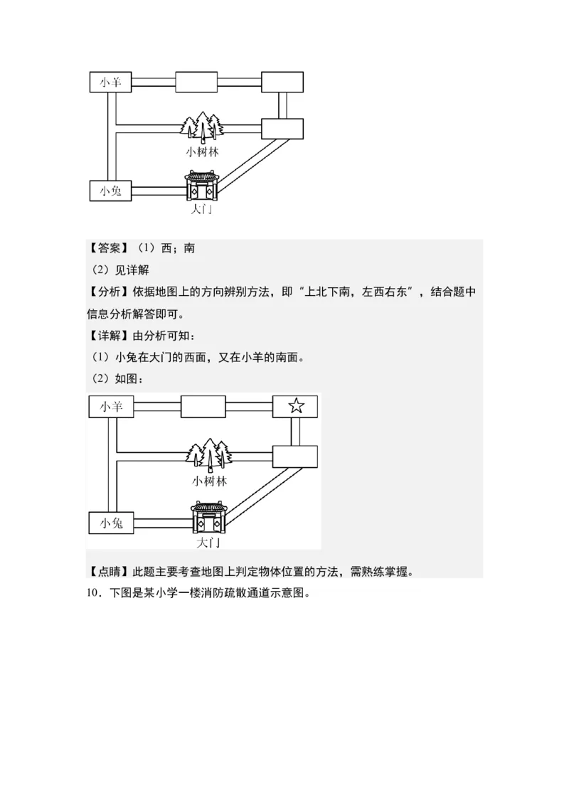 第一单元：确定位置方向+描述行走路线专项练习-（教师版）人教版_26春人教版数学三下_00、更新资料3月18日_解决问题专项练习-T7(1)_2024版
