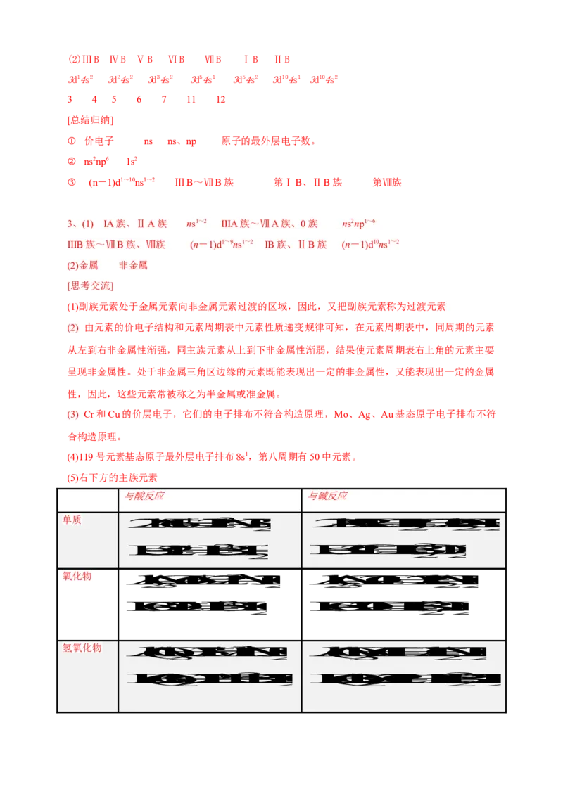 1.2.1原子结构与元素周期表-学案-2020-2021学年下学期高二化学同步精品课堂(新教材人教版选择性必修2)（解析版）_高化_2025春-人教版高中化学_04新版高中化学选择性必修2_学案