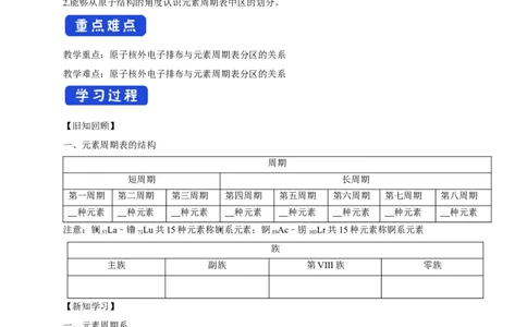 1.2.1原子结构与元素周期表-学案-2020-2021学年下学期高二化学同步精品课堂(新教材人教版选择性必修2)（解析版）_高化_2025春-人教版高中化学_04新版高中化学选择性必修2_学案