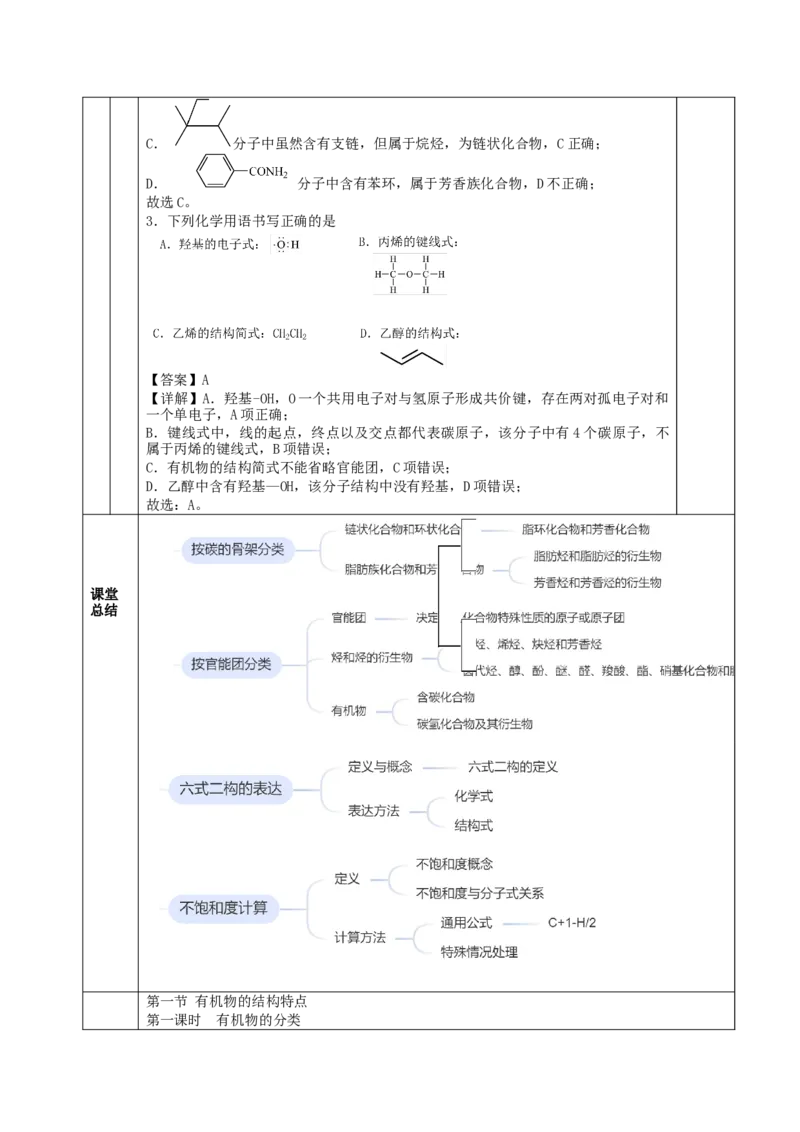 1.1.1有机物的分类（教学设计）-（人教版2019选择性必修3）_高化_595801221724高中化学新人教版选择性必修一二三电子版教案PPT课件高中试卷_选择性必修3册（人教版）_教学设计