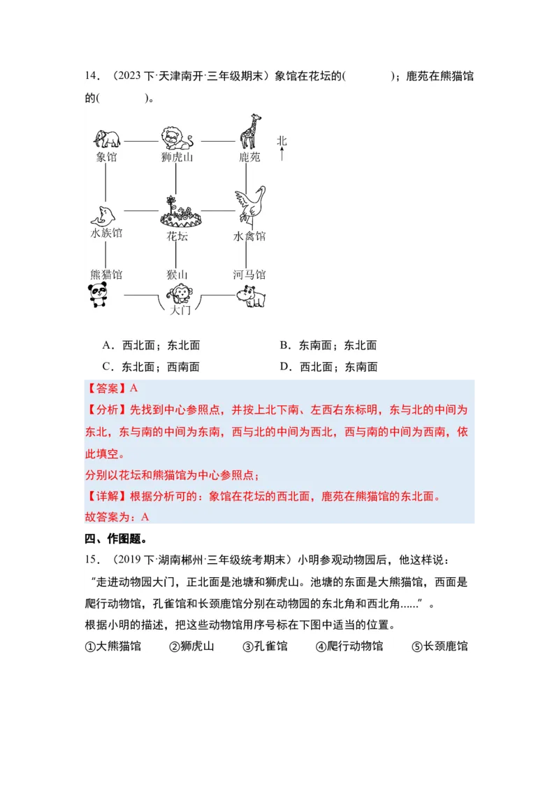 第一单元位置与方向（一）&middot;单元复习篇-三年级数学下册（解析版）人教版_26春人教版数学三下_00、更新资料3月18日_知识总结(4)