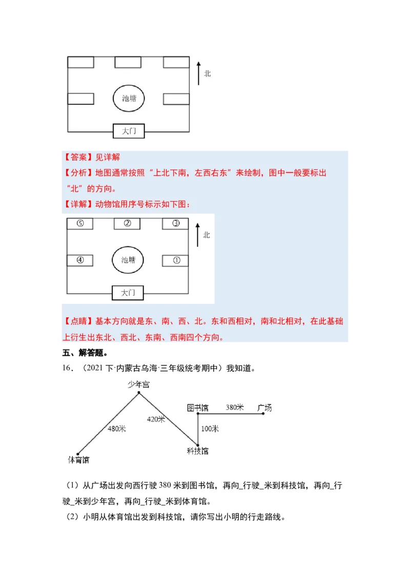 第一单元位置与方向（一）&middot;单元复习篇-三年级数学下册（解析版）人教版_26春人教版数学三下_00、更新资料3月18日_知识总结(4)