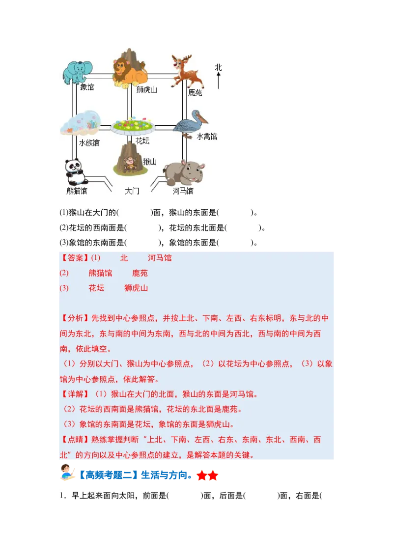 第一单元位置与方向（一）&middot;单元复习篇-三年级数学下册（解析版）人教版_26春人教版数学三下_00、更新资料3月18日_知识总结(4)