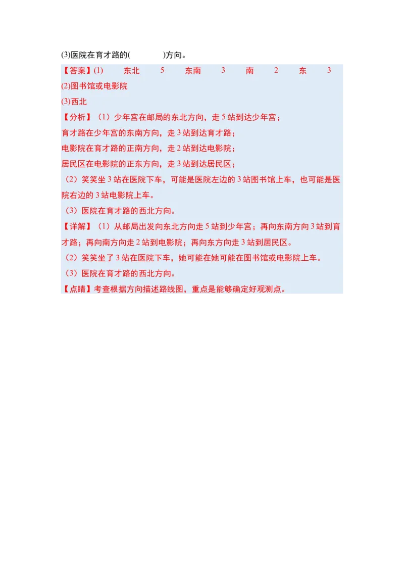 第一单元位置与方向（一）&middot;单元复习篇-三年级数学下册（解析版）人教版_26春人教版数学三下_00、更新资料3月18日_知识总结(4)