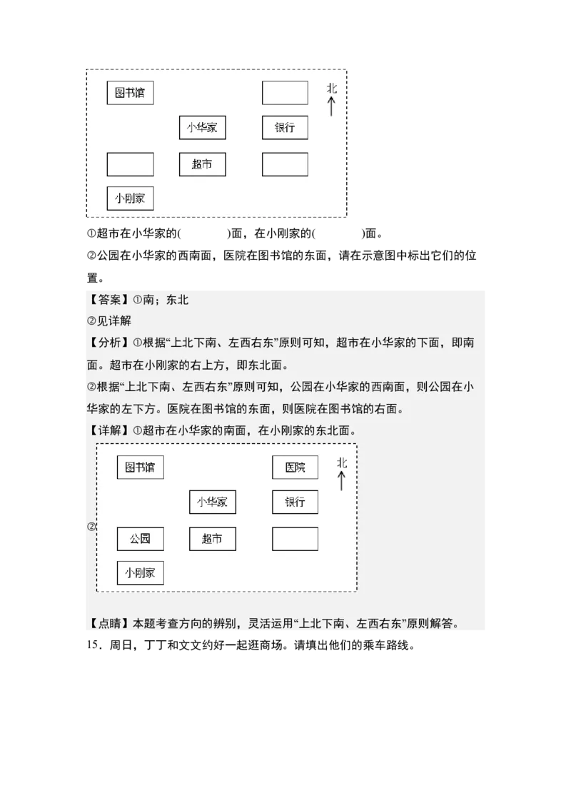 第一单元专项练习02：确定物体的位置与方向，描述路线-（教师版）人教版_26春人教版数学三下_00、更新资料3月18日_解决问题专项练习-T7(1)_2025版