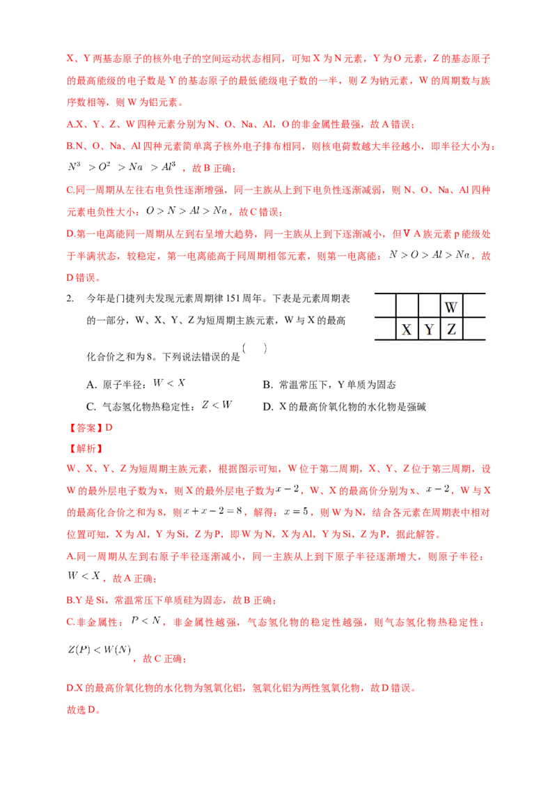 1.2.2元素周期律-学案-2020-2021学年下学期高二化学同步精品课堂(新教材人教版选择性必修2)（解析版）_高化_2025春-人教版高中化学_04新版高中化学选择性必修2_04课件+教案+学案+习题_学案