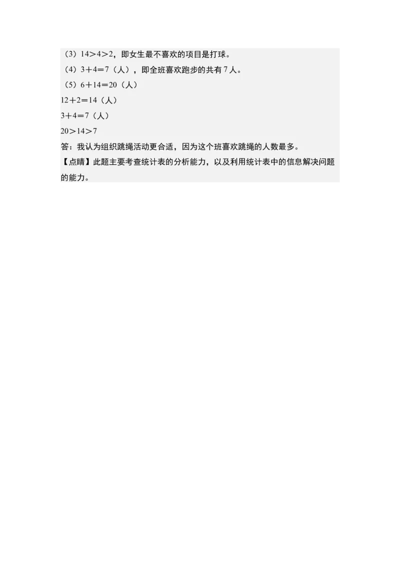 第三单元：复式统计表的实际应用专项练习-（教师版）人教版_26春人教版数学三下_00、更新资料3月18日_解决问题专项练习-T7(1)_2024版