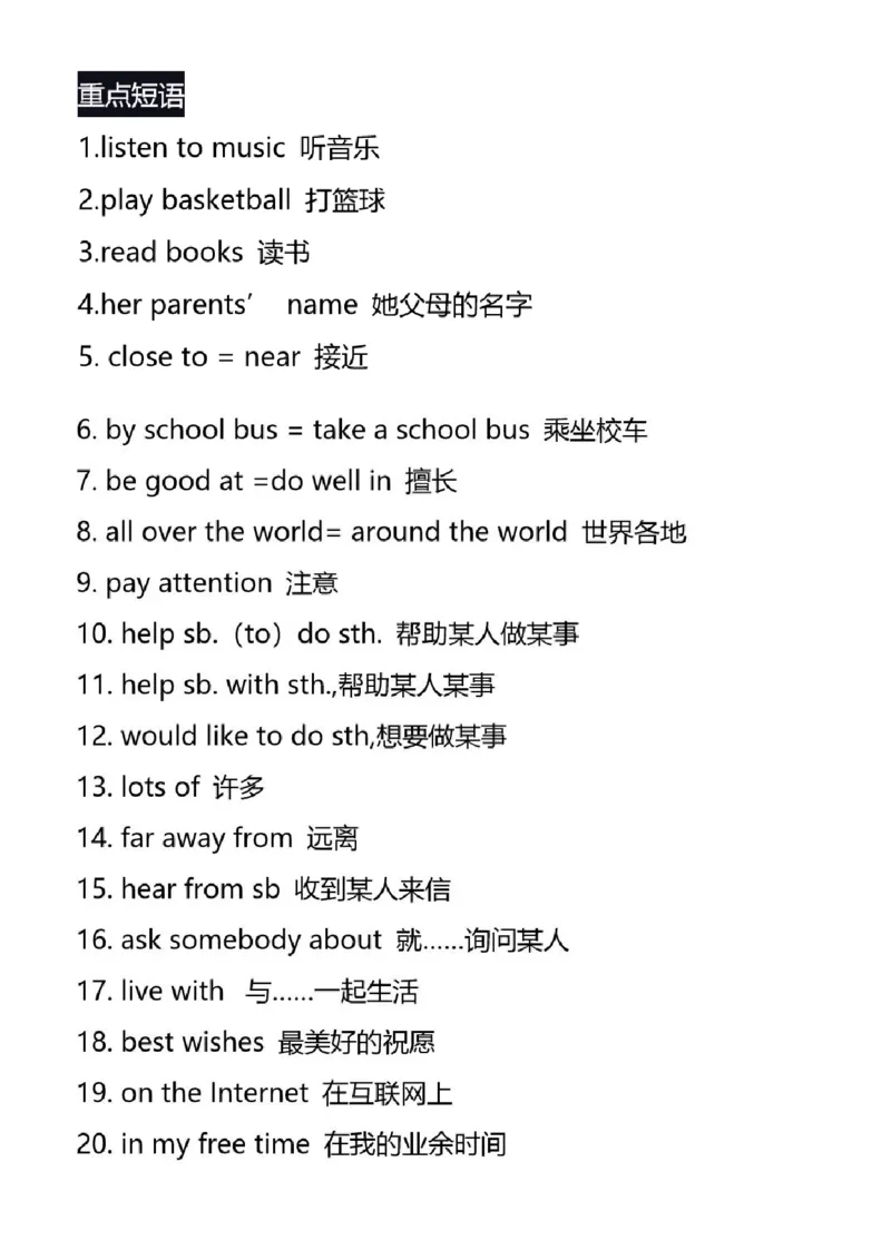 沪教版初中英语七年级上册知识点_24秋《初中各科知识点梳理》_初中英语《知识梳理》7-9年级上下册_知识梳理_沪教版初中英语7-9年级上册知识梳理
