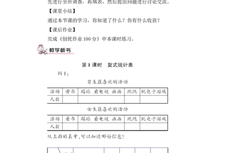 第1课时复式统计表（教案）_26春人教版数学三下_00、更新资料3月18日_教学设计(3)_教案_教案1_3复式统计表_教案