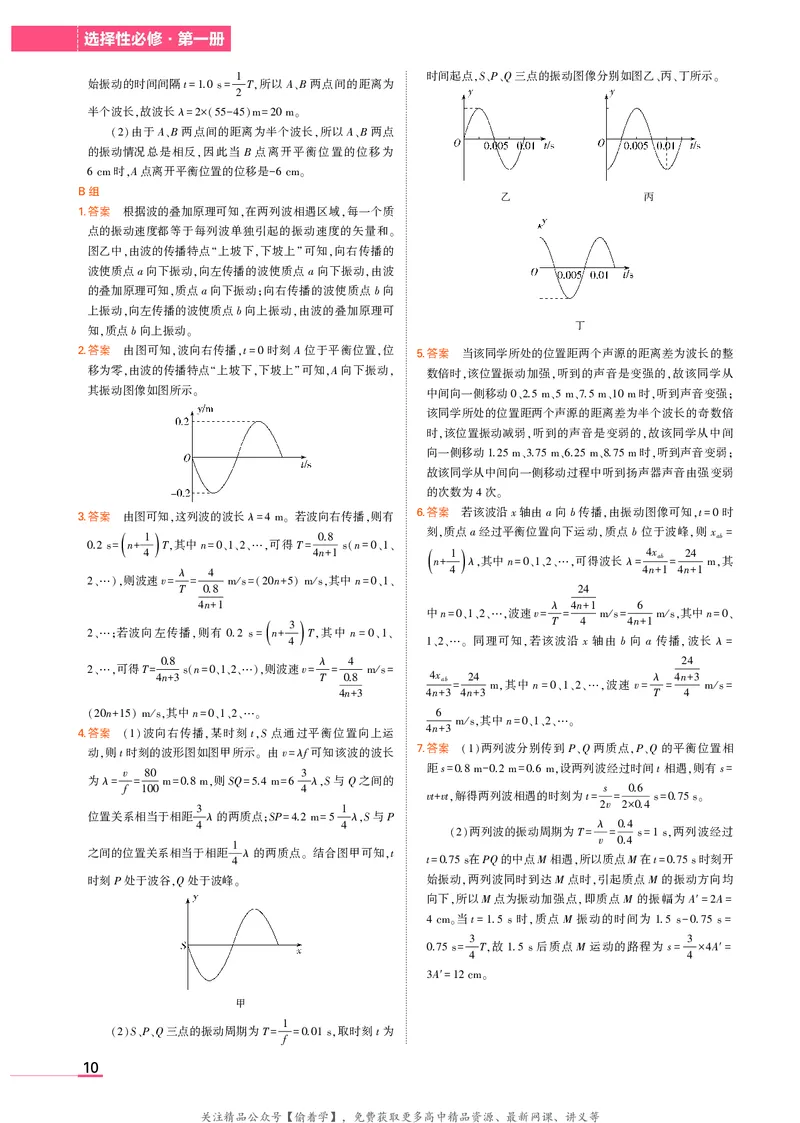 高中物理选择性必修1教材习题答案_高中全套电子教材及答案。_02高中教材参考答案_高中物理_人教版