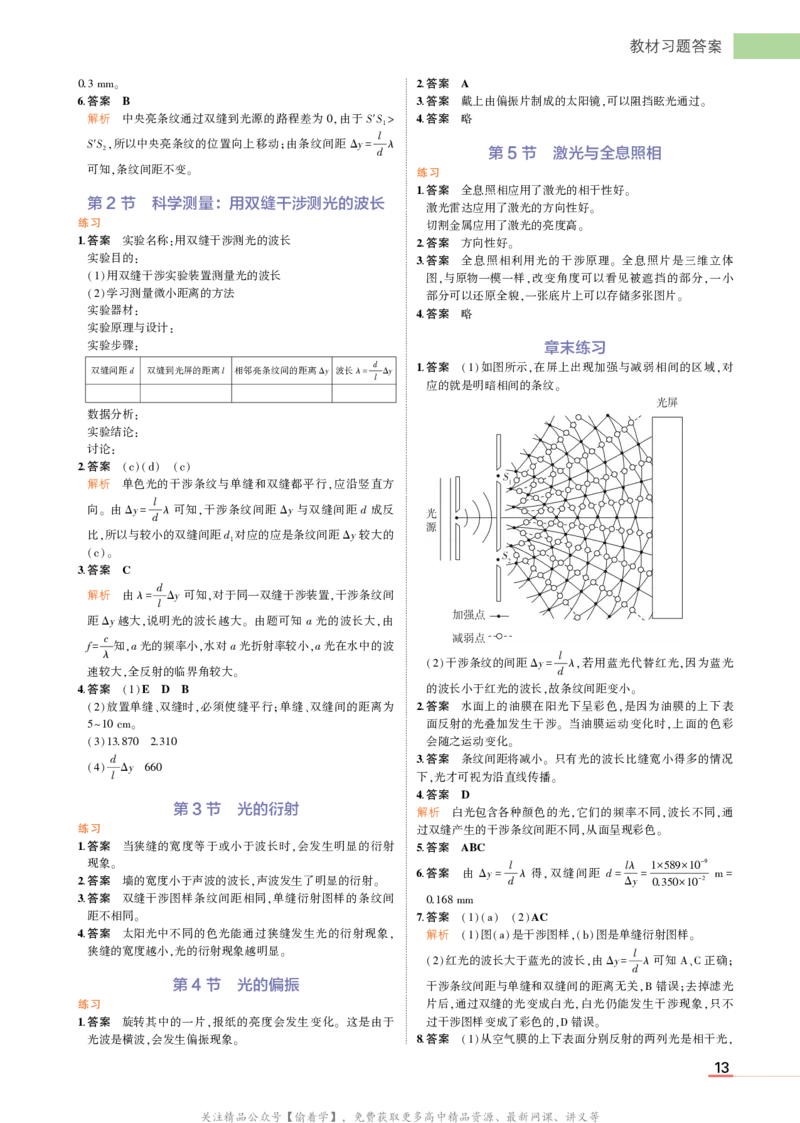 物理鲁科选择性必修1教材习题答案_高中全套电子教材及答案。_02高中教材参考答案_高中物理_鲁科版