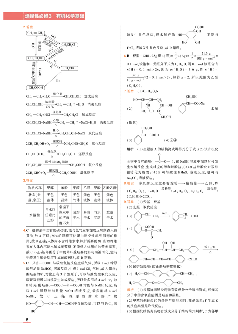 选择性必修3鲁科化学教材习题答案_高中全套电子教材及答案。_02高中教材参考答案_高中化学_鲁科版