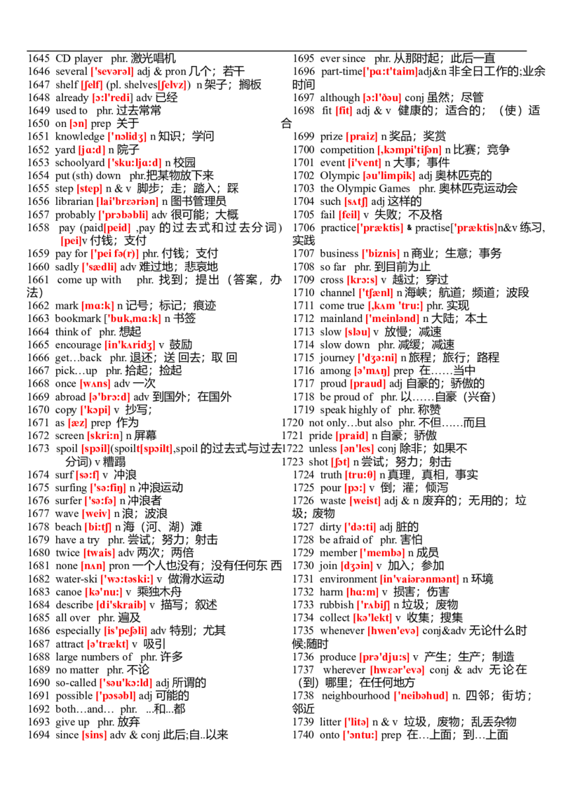初中英语单词表大全（带音标）-cf923785561d_内蒙古中考真题_赠品_初中英语资料