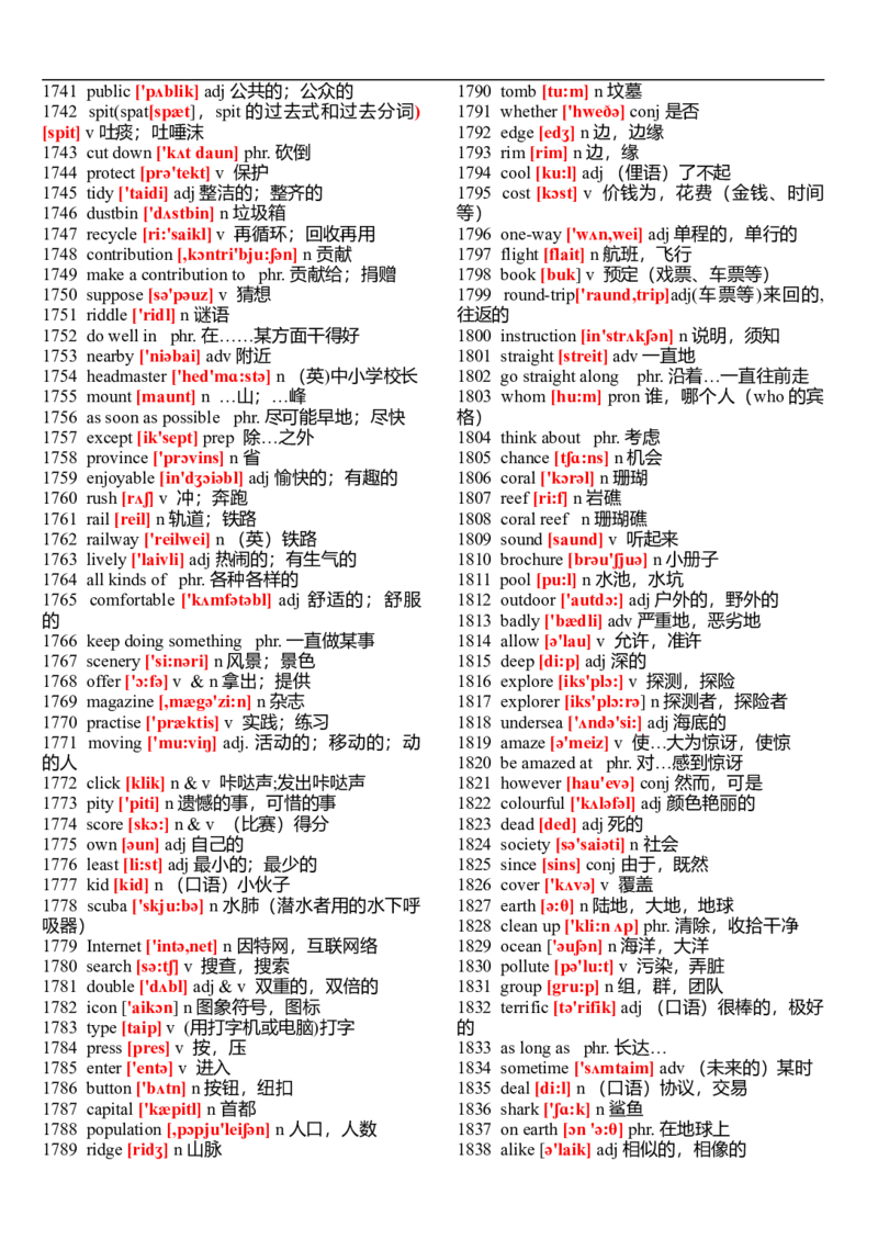 初中英语单词表大全（带音标）-cf923785561d_内蒙古中考真题_赠品_初中英语资料
