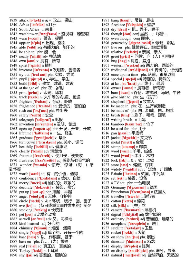 初中英语单词表大全（带音标）-cf923785561d_内蒙古中考真题_赠品_初中英语资料