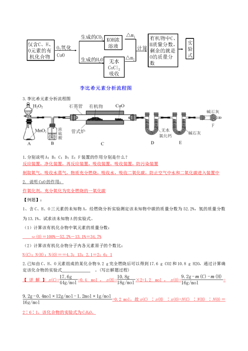 1.2.2研究有机化合物的一般方法（导学案）（解析版）_高化_595801221724高中化学新人教版选择性必修一二三电子版教案PPT课件高中试卷_选择性必修3册（人教版）_导学案