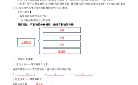 1.2.2研究有机化合物的一般方法（导学案）（解析版）_高化_595801221724高中化学新人教版选择性必修一二三电子版教案PPT课件高中试卷_选择性必修3册（人教版）_导学案