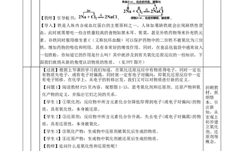 1.3.2氧化剂和还原剂（教学设计）-（人教版2019必修第一册）_高化_595801221724高中化学新人教版选择性必修一二三电子版教案PPT课件高中试卷_必修一册（人教版）_教学设计