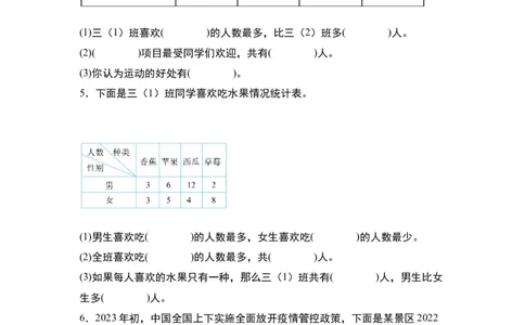 第三单元：复式统计表的实际应用专项练习-（学生版）人教版_26春人教版数学三下_00、更新资料3月18日_解决问题专项练习-T7(1)_2024版
