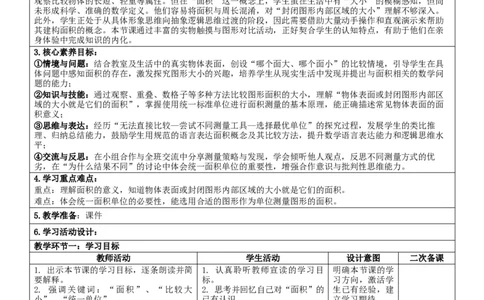 第4单元图形的面积_26春人教版数学三下_00、教案3套完整版_第2套表格式核心素养教案-全册合在一起_单元教案_无反思版