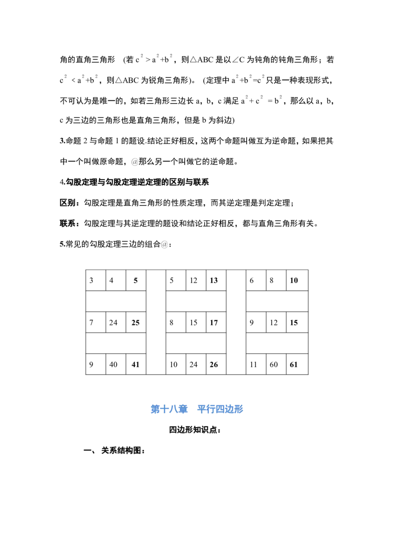 北京八年级下册数学知识点_24秋《初中各科知识点梳理》_初中数学《知识梳理》7-9年级上下册_北师大版数学7-9年级上下册知识点汇总_北师大数学7-9年级下册知识点汇总