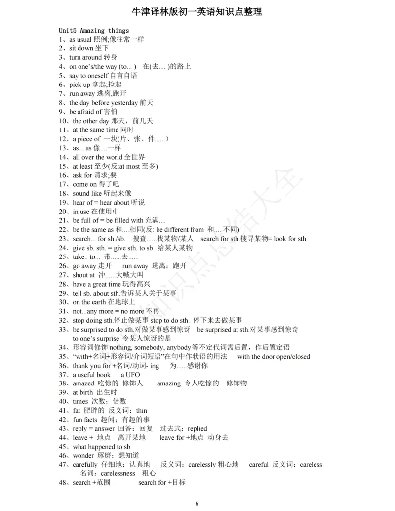 牛津译林版七年级下英语知识点总结_24秋《初中各科知识点梳理》_初中英语《知识梳理》7-9年级上下册_知识梳理_译林版初中英语7-9年级上下册知识梳理