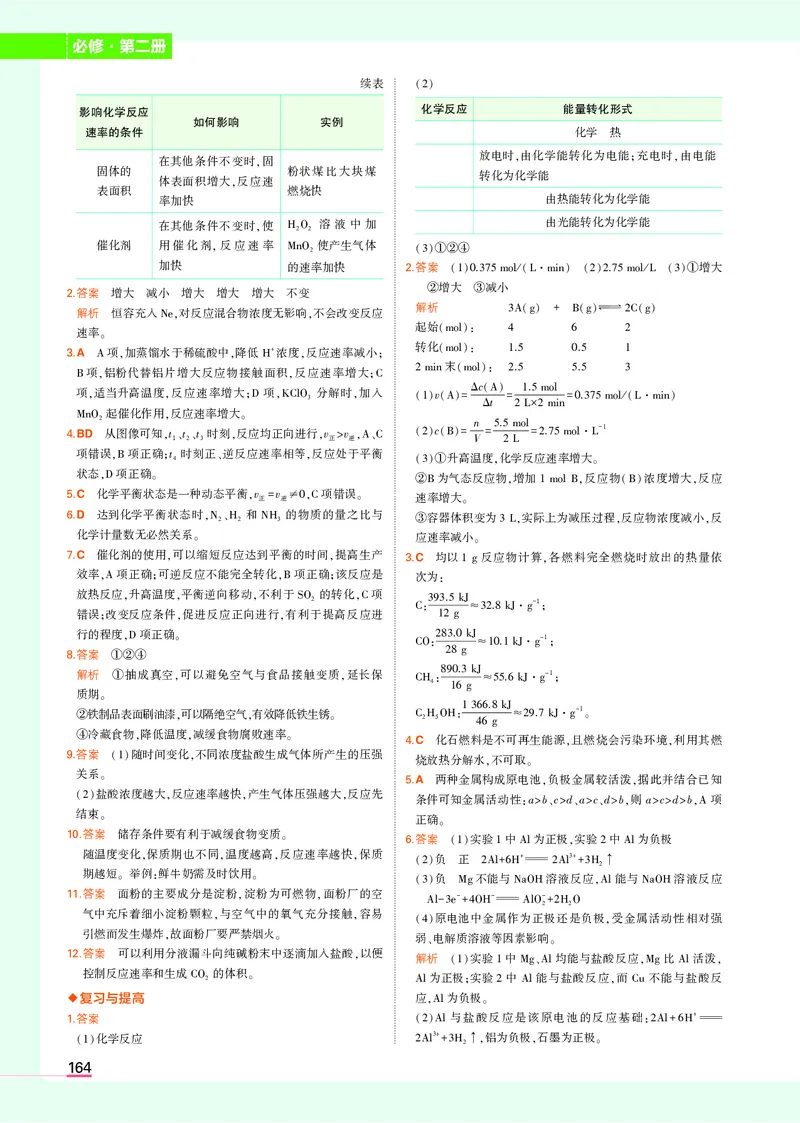 高中化学必修第2册教材习题答案_高中全套电子教材及答案。_02高中教材参考答案_高中化学_人教版