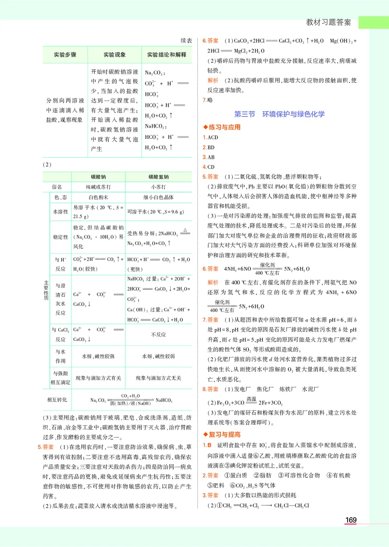 高中化学必修第2册教材习题答案_高中全套电子教材及答案。_02高中教材参考答案_高中化学_人教版