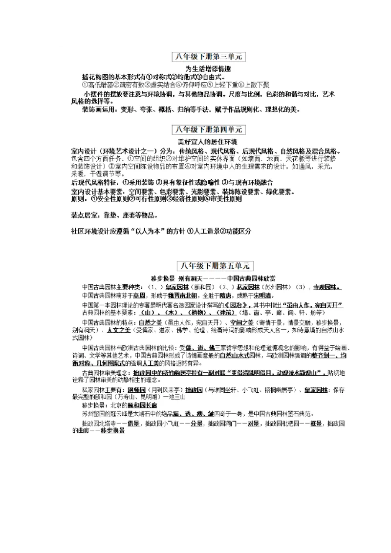 新人教版八年级美术知识总结_24秋《初中各科知识点梳理》_初中美术《知识梳理》7-9年级上下册_人教版初中美术7-9年级上下册知识梳理