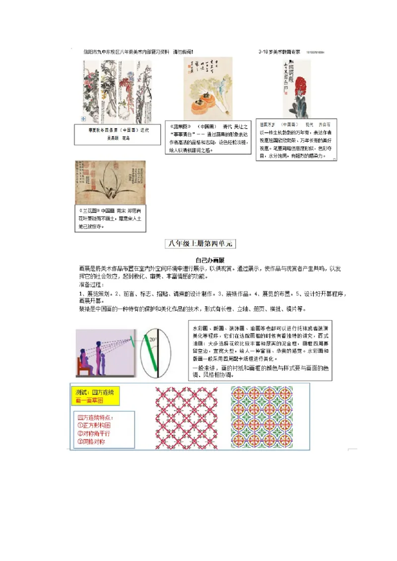 新人教版八年级美术知识总结_24秋《初中各科知识点梳理》_初中美术《知识梳理》7-9年级上下册_人教版初中美术7-9年级上下册知识梳理